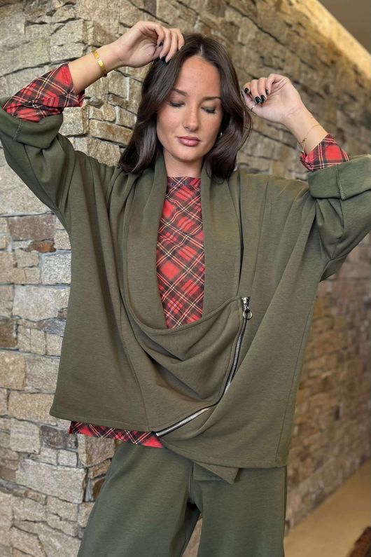 Sola Tech Drape Relaxed Biker Jacket Khaki